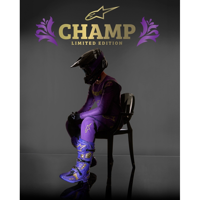 Alpinestars Tech 10 Limited Edition Champ ljubičasto-zlatne motociklističke čizme