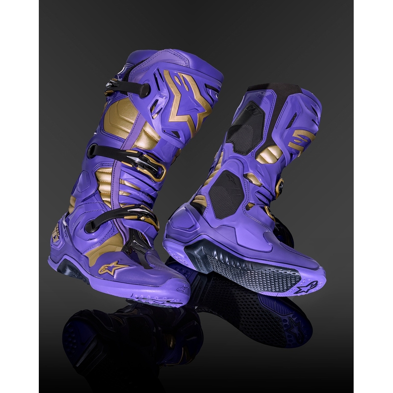 Alpinestars Tech 10 Limited Edition Champ ljubičasto-zlatne motociklističke čizme