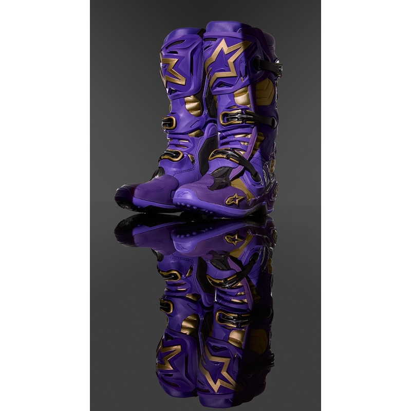 Alpinestars Tech 10 Limited Edition Champ ljubičasto-zlatne motociklističke čizme