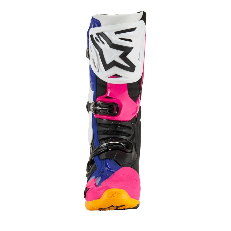 Alpinestars Tech 10 Ograničeno izdanje motociklističkih čizama za obalu Bijelo-Navy-Pink-Fluo Žuto-Narančasto-Crno