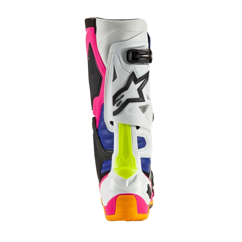 Alpinestars Tech 10 Ograničeno izdanje motociklističkih čizama za obalu Bijelo-Navy-Pink-Fluo Žuto-Narančasto-Crno