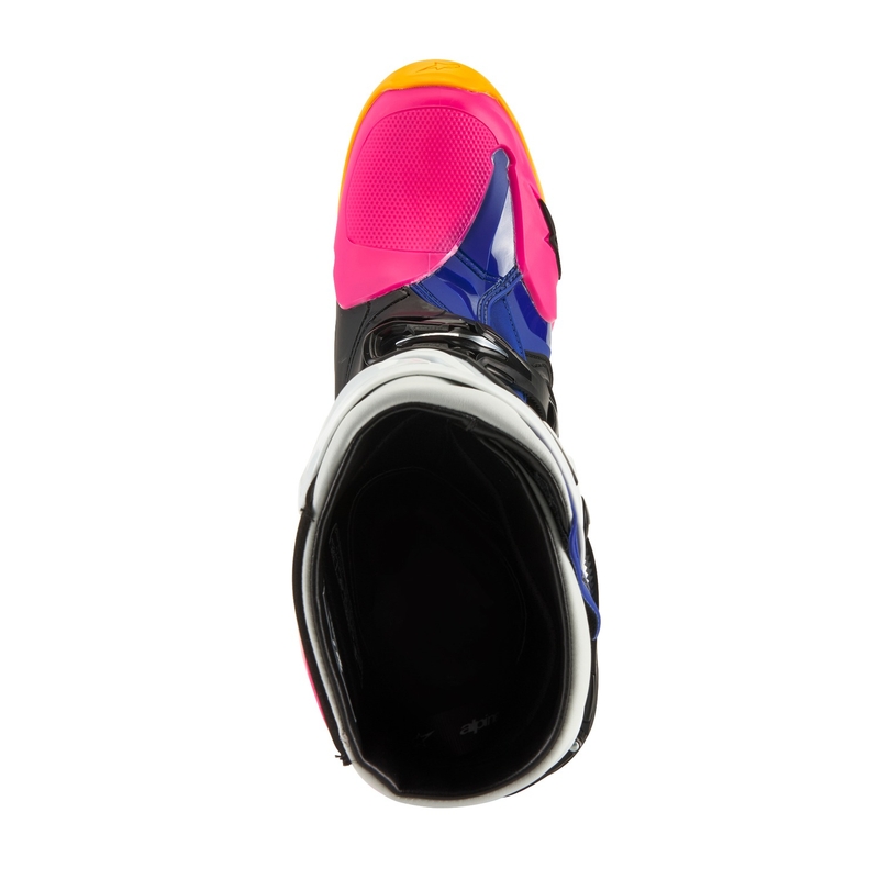 Alpinestars Tech 10 Ograničeno izdanje motociklističkih čizama za obalu Bijelo-Navy-Pink-Fluo Žuto-Narančasto-Crno
