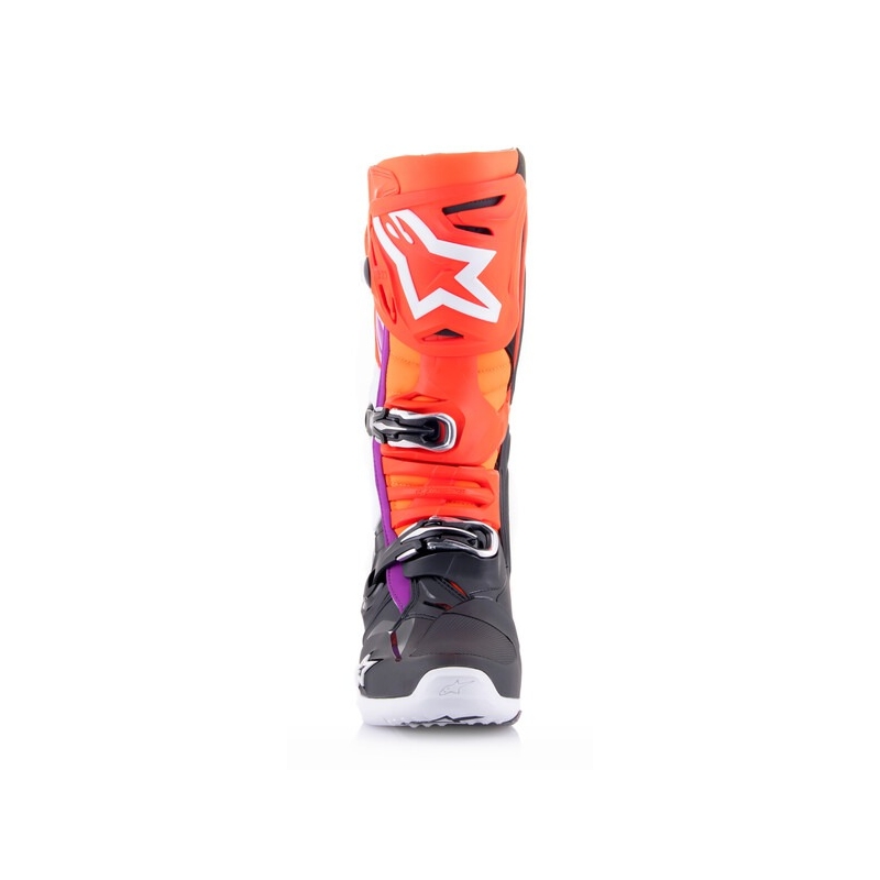 Alpinestars Tech 10 motorističke čizme narančasto-žuto-ljubičasto-bijelo-crno