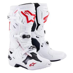 Alpinestars Tech 10 Supervented motociklističke čizme perforirane bijelo-crveno-crne