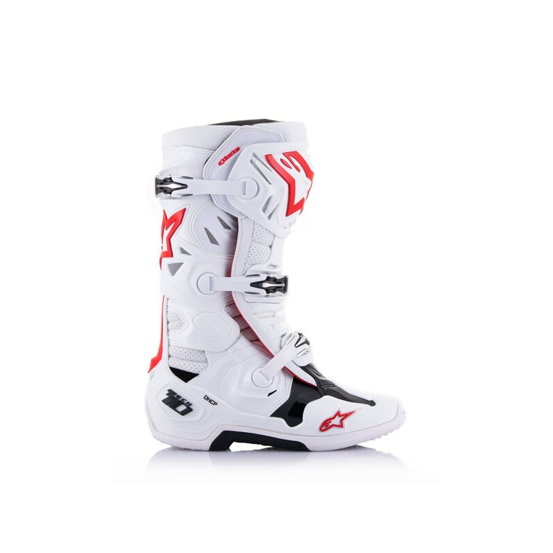 Alpinestars Tech 10 Supervented motociklističke čizme perforirane bijelo-crveno-crne