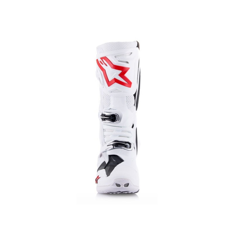 Alpinestars Tech 10 Supervented motociklističke čizme perforirane bijelo-crveno-crne