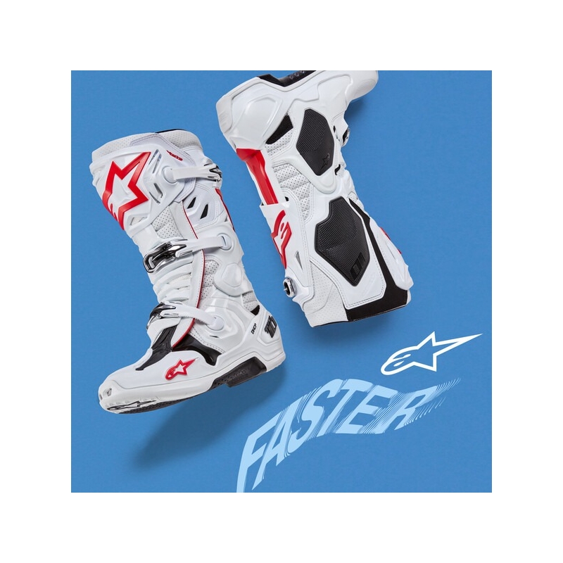 Alpinestars Tech 10 Supervented motociklističke čizme perforirane bijelo-crveno-crne