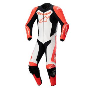 Jednodijelno kožno motociklističko odijelo Alpinestars GP Force Lurv fluo crveno-bijelo-crno