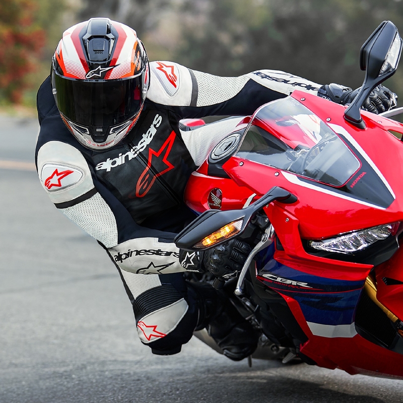 Jednodijelno kožno motociklističko odijelo Alpinestars GP Force Lurv fluo crveno-bijelo-crno