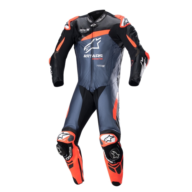 Jednodijelno kožno odijelo Alpinestars GP Plus 4 kompatibilno s TECH-AIR crno-fluo crveno-mornarsko