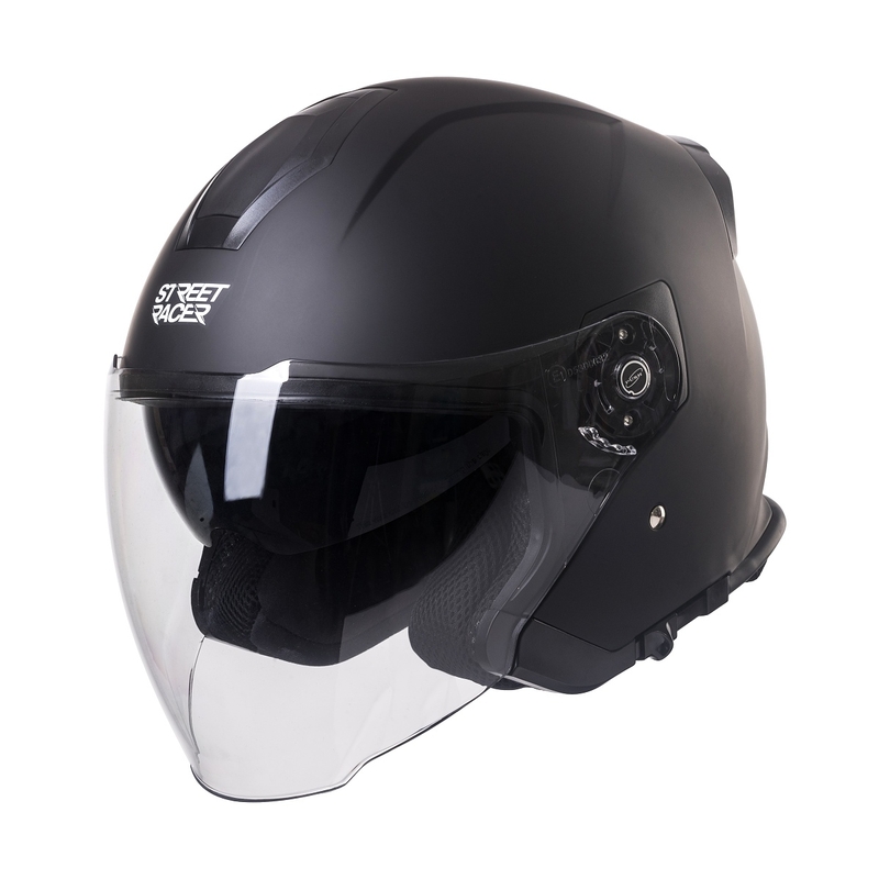 Otvorena motociklistička kaciga Street Racer SR 01 MotoZem Performance crna - II. kvaliteta