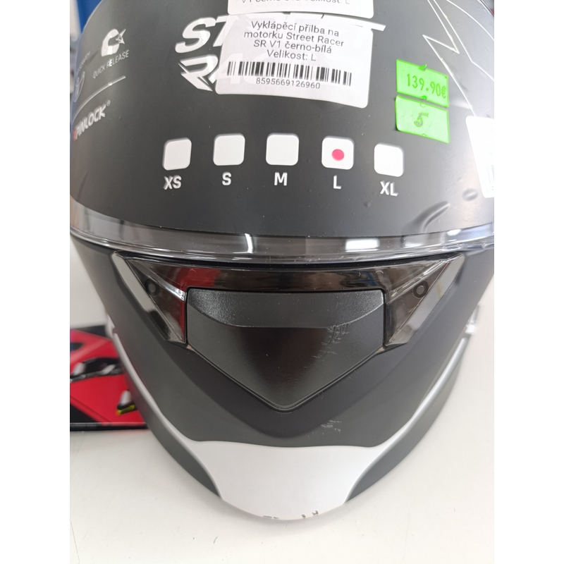Motociklistička kaciga na preklop Street Racer SR V1 crno-bijela - II. kvaliteta