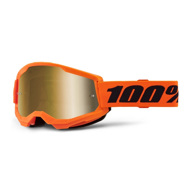 Dječje naočale za motocross 100% STRATA 2 narančaste (zlatni zrcalni pleksiglas)