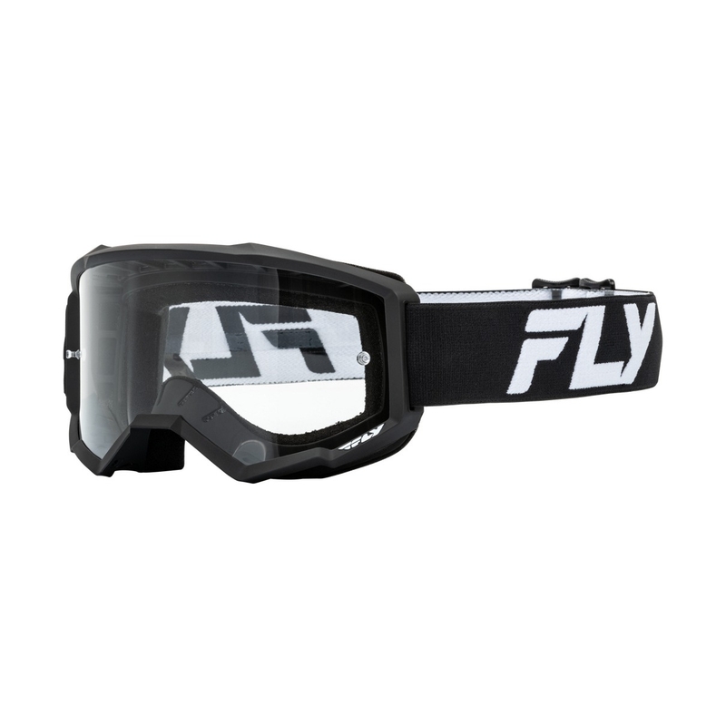 Motocross naočale FLY Racing Focus crno-bijele s prozirnim pleksiglasom