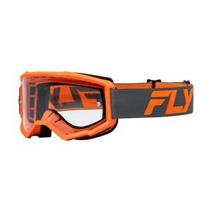 Dječje naočale za motocross FLY Racing Focus crno-narančaste s prozirnim pleksiglasom