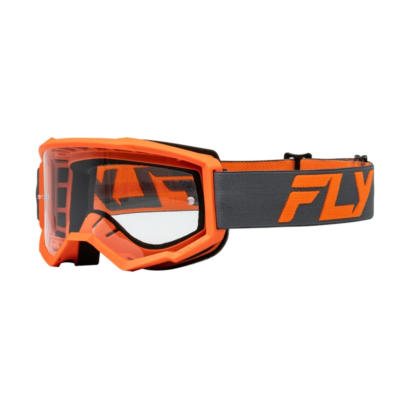 Dječje naočale za motocross FLY Racing Focus crno-narančaste s prozirnim pleksiglasom
