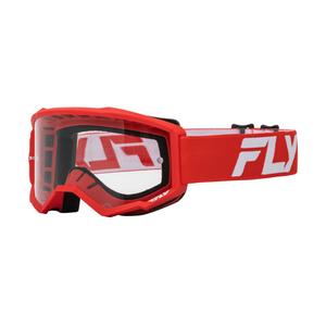 Dječje naočale za motocross FLY Racing Focus crveno-bijele s prozirnim pleksiglasom