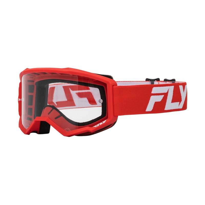 Dječje naočale za motocross FLY Racing Focus crveno-bijele s prozirnim pleksiglasom