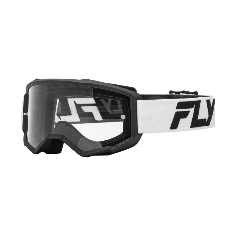 Dječje naočale za motocross FLY Racing Focus bijelo-crne s prozirnim pleksiglasom