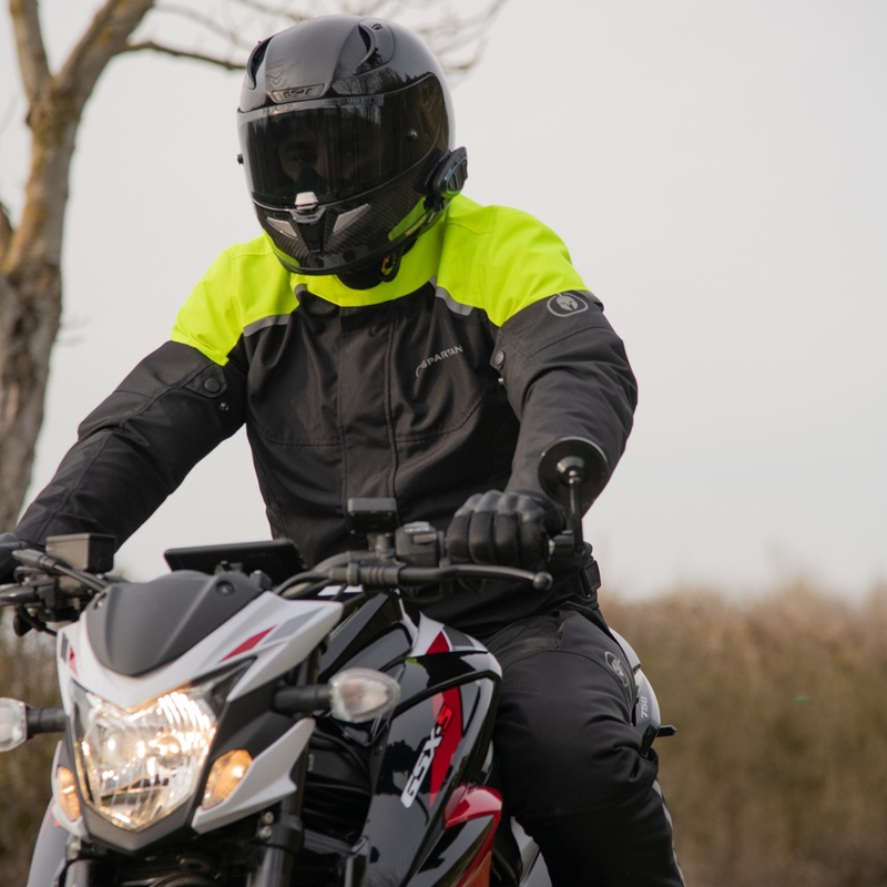 Motociklistička jakna Oxford Spartan Short WP crno-fluo žuta