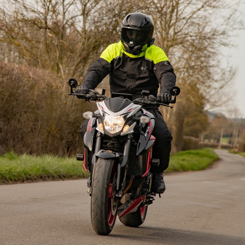 Motociklistička jakna Oxford Spartan Short WP crno-fluo žuta
