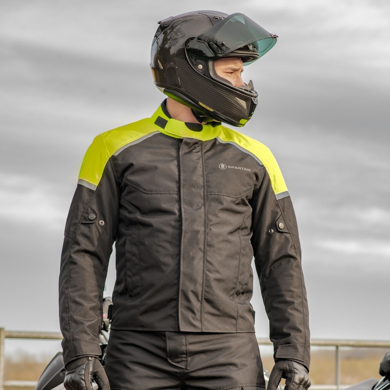 Motociklistička jakna Oxford Spartan Short WP crno-fluo žuta