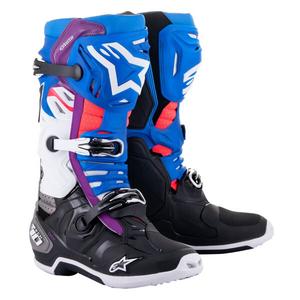 Alpinestars Tech 10 Supervented motociklističke čizme perforirane plavo-ljubičasto-ružičasto-bijelo-sivo-crno