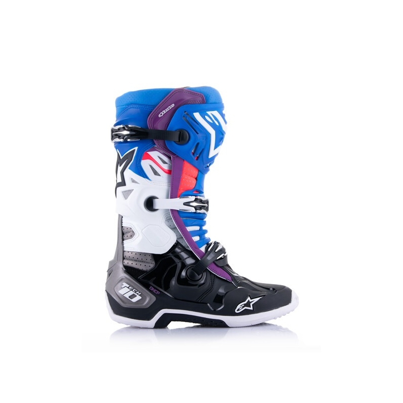 Alpinestars Tech 10 Supervented motociklističke čizme perforirane plavo-ljubičasto-ružičasto-bijelo-sivo-crno