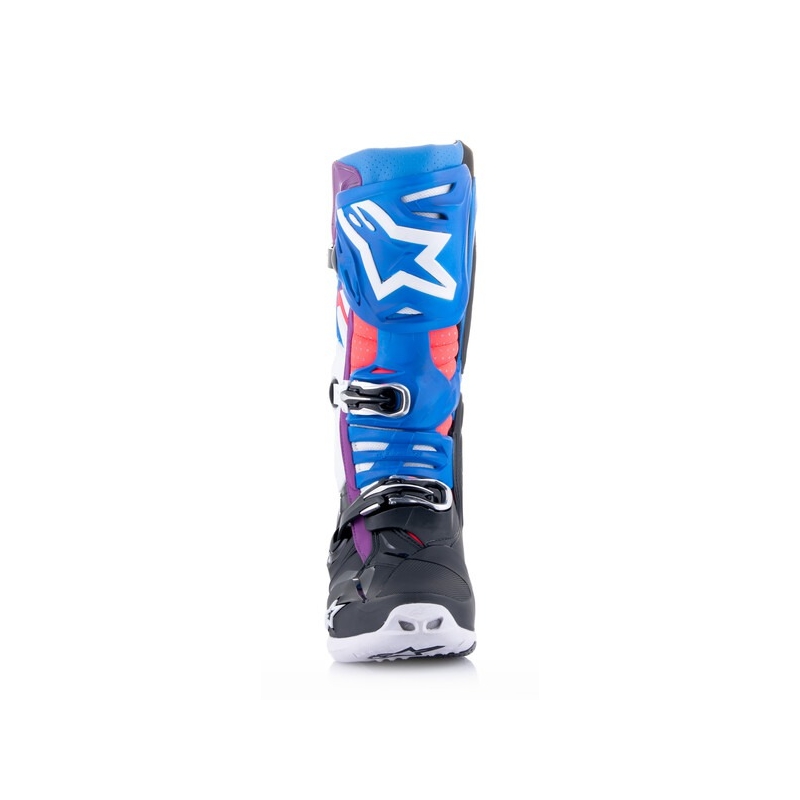 Alpinestars Tech 10 Supervented motociklističke čizme perforirane plavo-ljubičasto-ružičasto-bijelo-sivo-crno