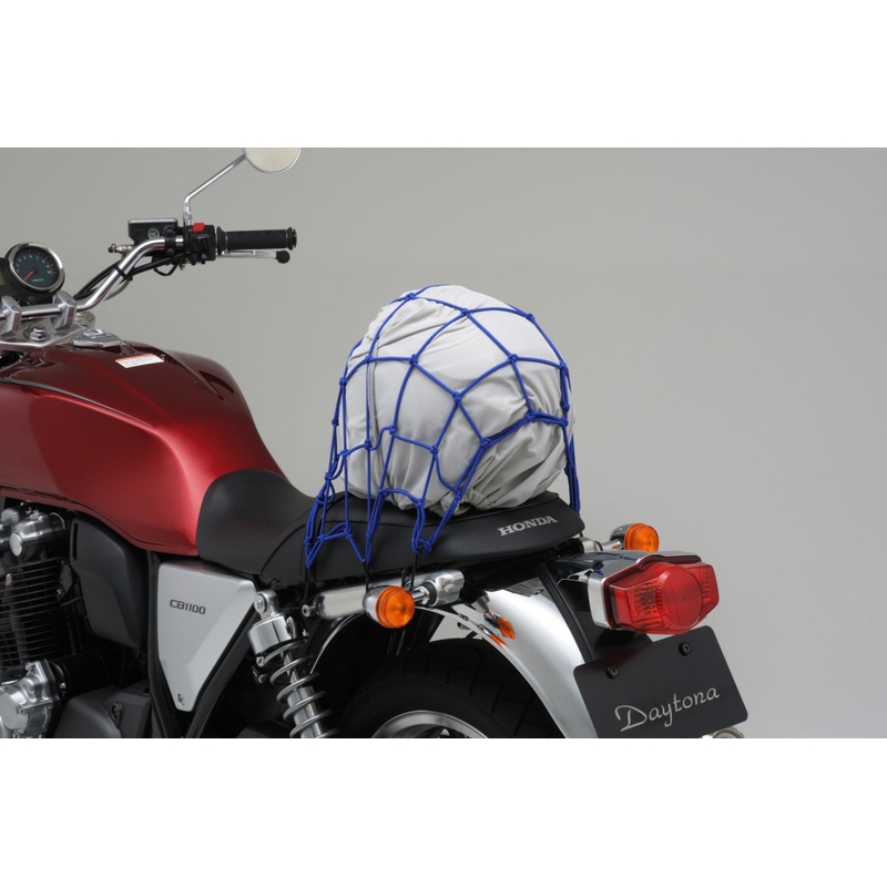 Fleksibilna mreža za prtljagu motocikla s metalnim kukama Daytona 40 x 40 cm plava