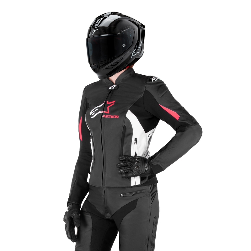 Ženska motoristička jakna Alpinestars GP PLUS 4 crno-bijelo-roza
