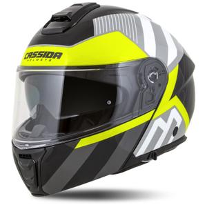 Motociklistička kaciga na preklop Cassida Modulo 2.1 Profil bijela-crna-fluo žuto-siva