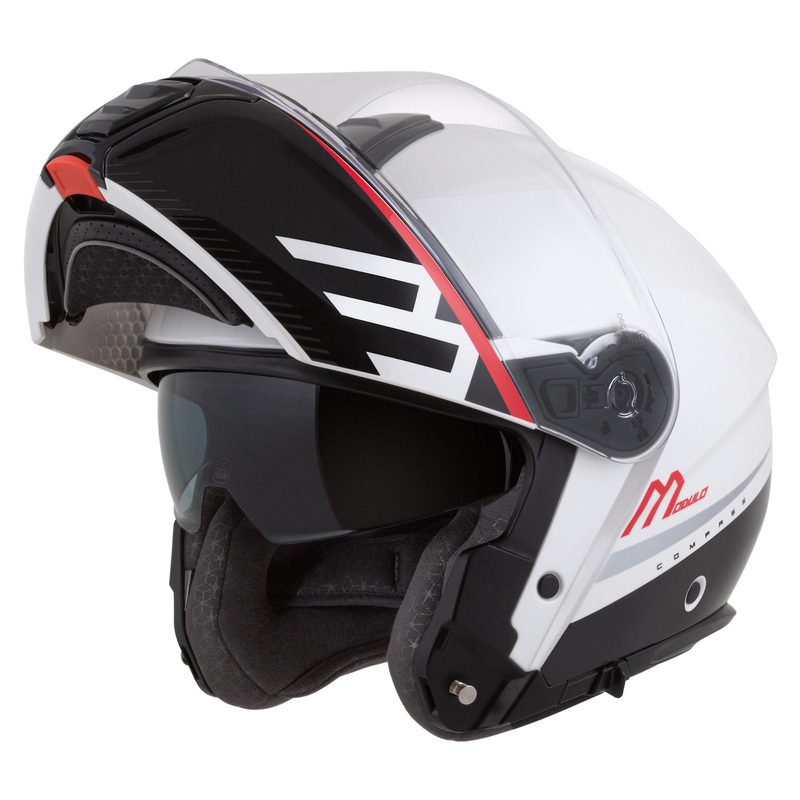 Cassida Modulo 2.1 Compass Flip Up motociklistička kaciga biserno bijela-crna-crvena-srebrna