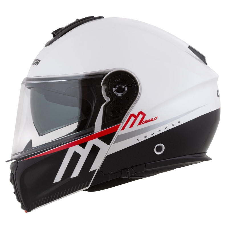 Cassida Modulo 2.1 Compass Flip Up motociklistička kaciga biserno bijela-crna-crvena-srebrna