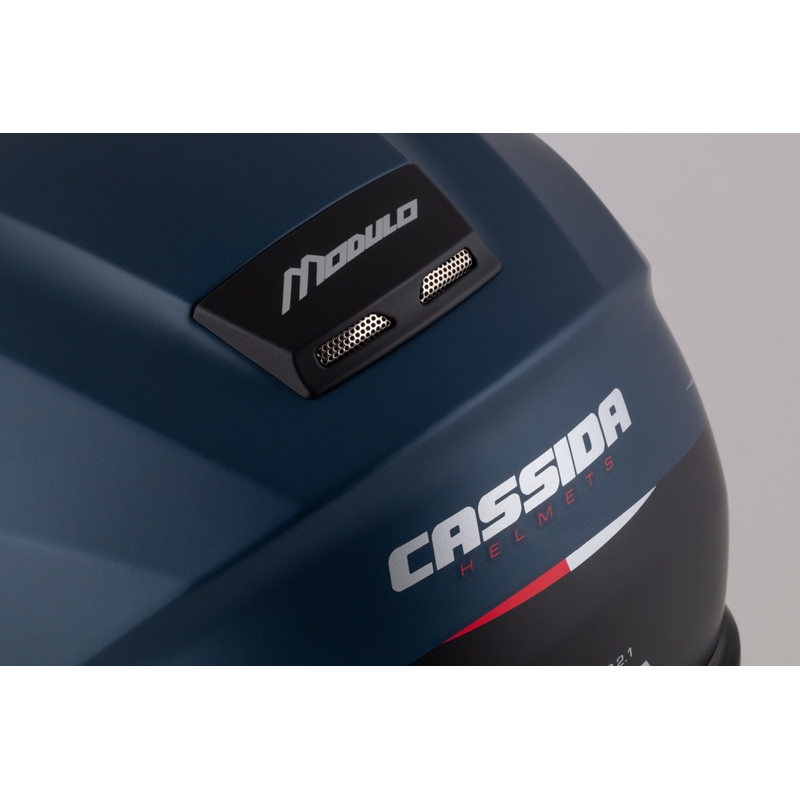 Motociklistička kaciga na preklop Cassida Modulo 2.1 Compass mat plava biserno-crno-crvena