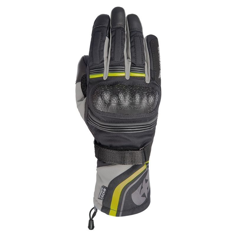 Oxford Montreal 4.0 DRY2DRY™ crno-sive-fluo žute motociklističke rukavice