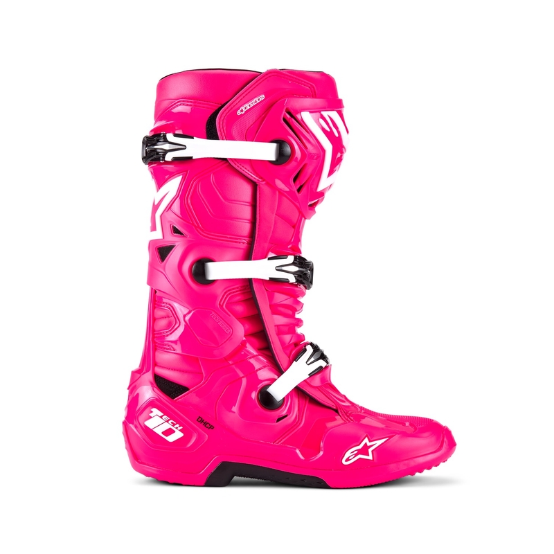 Alpinestars Tech 10 motociklističke čizme ružičasto-crno-bijele