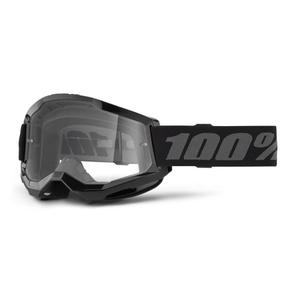 Dječje naočale za motocross 100% STRATA 2 crne (prozirni pleksiglas)