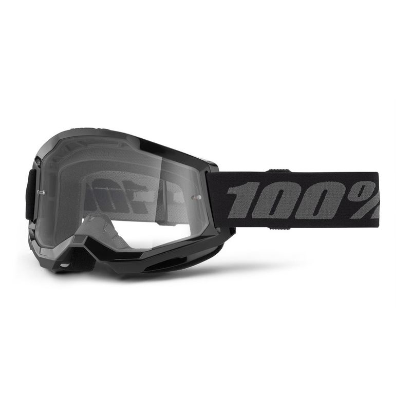 Dječje naočale za motocross 100% STRATA 2 crne (prozirni pleksiglas)