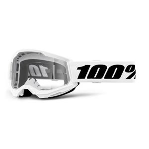 Dječje motocross naočale 100% STRATA 2 bijeli prozirni pleksiglas
