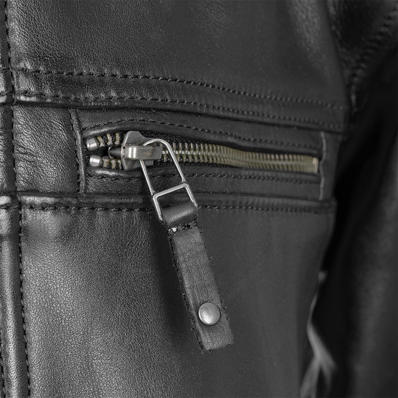 Kožna motociklistička jakna Oxford Route 73 2.0 crna