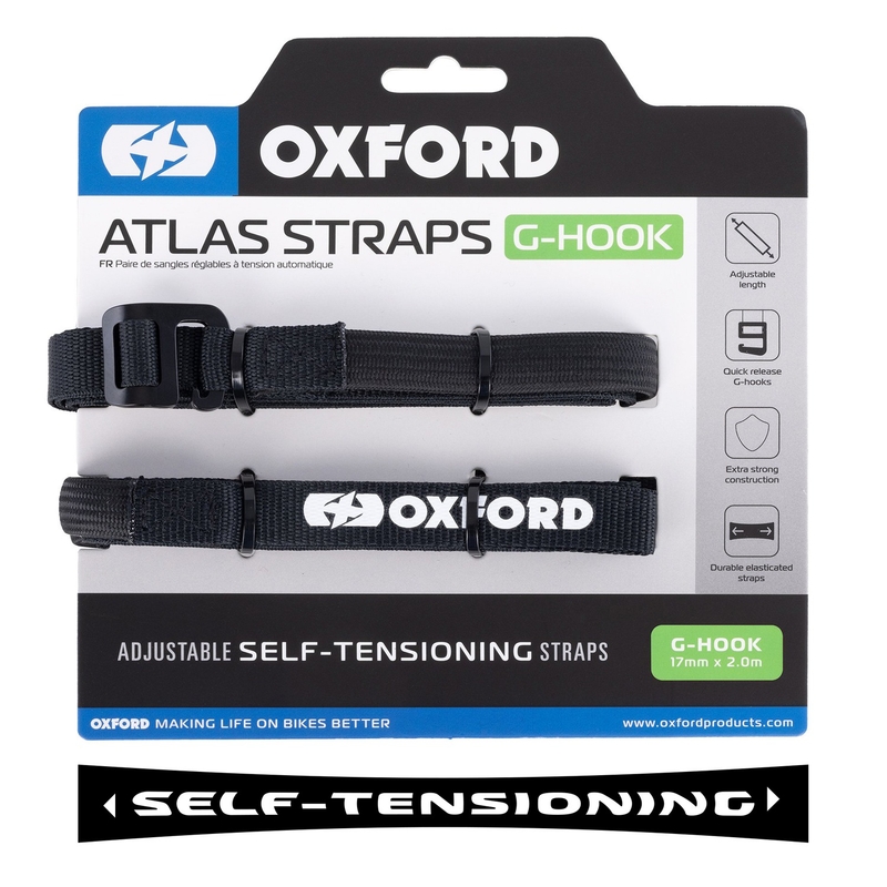 Trake za prtljagu Oxford Atlas G-Hook 2 kom crne 17 mm x 2 m