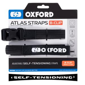 Trake za prtljagu Oxford Atlas B-Clip 2 kom crne 26 mm x 2 m