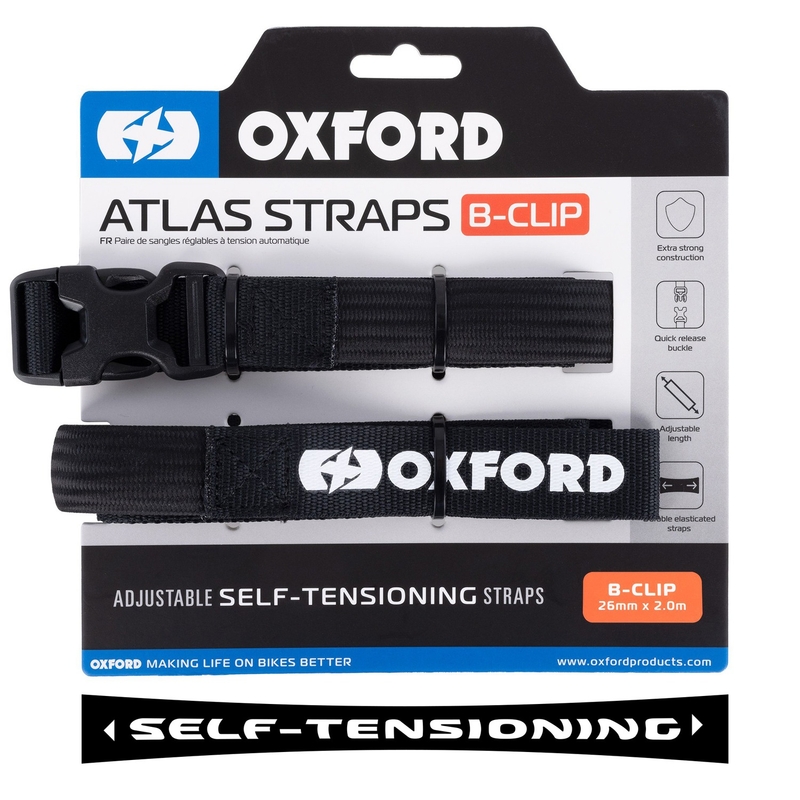 Trake za prtljagu Oxford Atlas B-Clip 2 kom crne 26 mm x 2 m