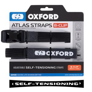 Vezice za prtljagu Oxford Atlas B-Clip 2 kom sive 26 mm x 2 m