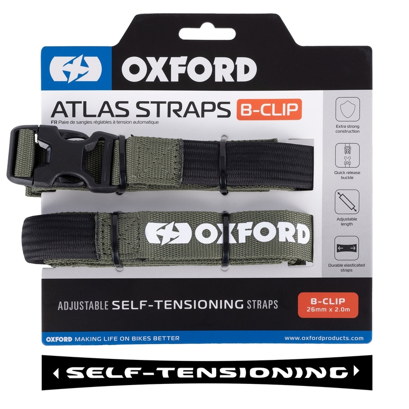 Trake za prtljagu Oxford Atlas B-Clip 2 kom zelene 26 mm x 2 m