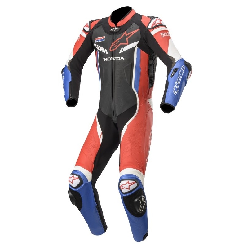 Jednodijelno Alpinestars GP Pro 3 Kolekcija Honda TECH-AIR kompatibilno crno-crveno-plavo-bijelo kožno odijelo