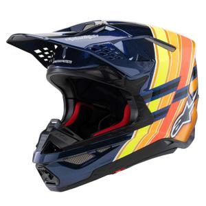 Motocross kaciga Alpinestars Supertech S-M10 izdanje TROY LEE DESIGNS biserno plava-fluo narančasta-žuta-crvena