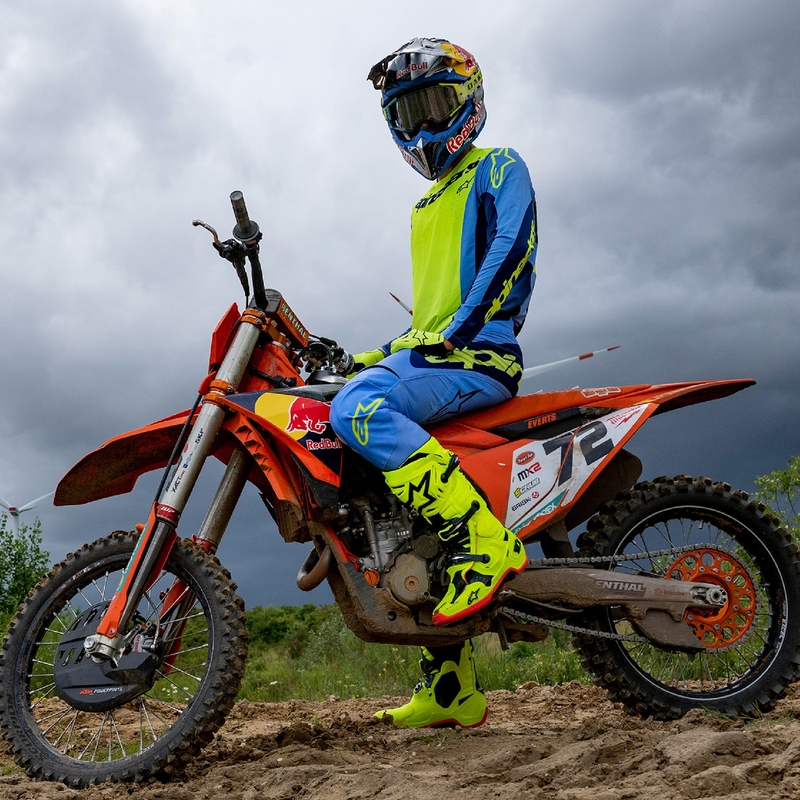 Motocross dres Alpinestars Techstar Melt fluo žuto-plavi