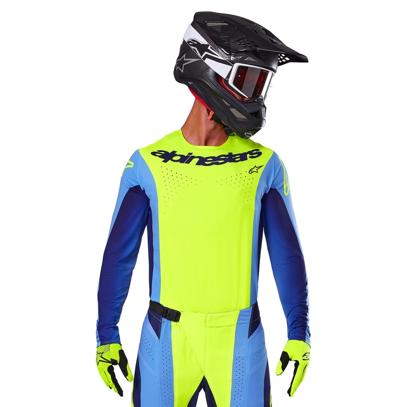 Motocross dres Alpinestars Techstar Melt fluo žuto-plavi